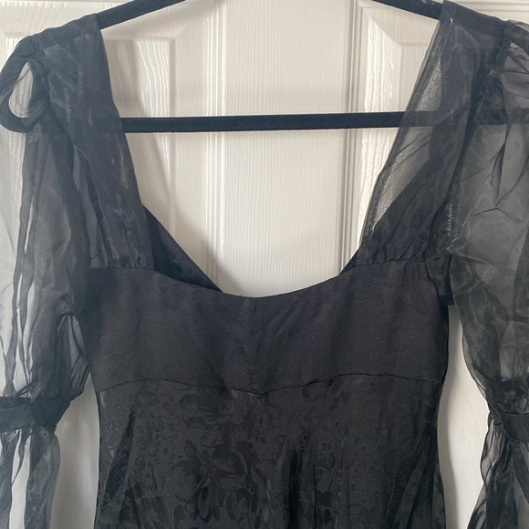 For Love & Lemons Gabrielle Puff Sleeve Mini Dress Black - Picture 11 of 13